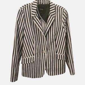 XOXO Navy Blue and White Striped One Button Blazer size L